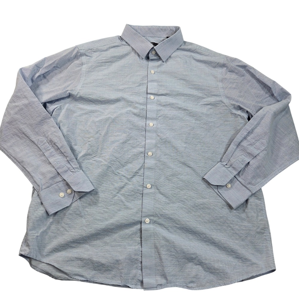 Hart Schaffner Marx Mens Shirt XL Blue White Stripe Long Sleeve Button Down